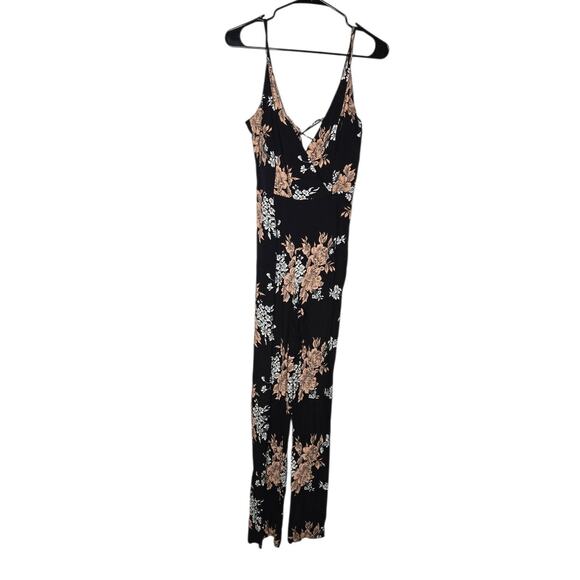 Privacy Please Black Floral Dale Sleeveless V-Neck Jumpsuit Women's Small - Picture 3 of 11